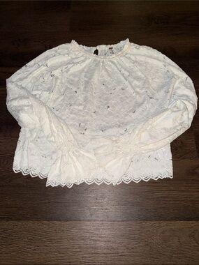 BNWT Free People Olivia Lace Long-Sleeve Blouse - Ivory Sz XS